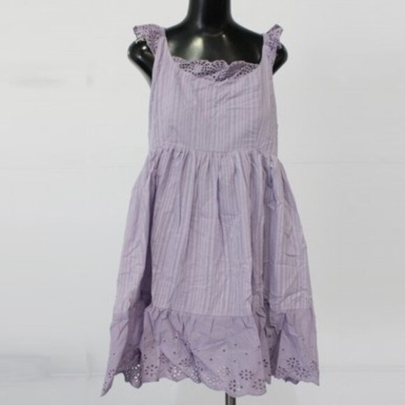 White Birch Women's Lilac Eyelet Lace Ruffle Hem Sundress Purple M - Picture 1 of 12